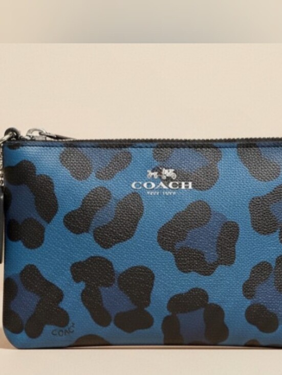 Coach Handbags - Coach Corner Zip Wristlet in Stunning Blue Ocelot Leopard